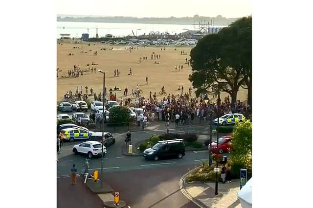 Pictured: Police attending a previous disturbance on Southsea Common on June 23, 2020 where a 17-year-old boy was arrested. Picture: Gethin Jones