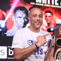 Mikey McKinson, centre, with trainer and father Michael Ballingall, left Picture: Mark Robinson/Matchroom Boxing