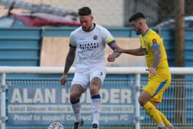 Alex Wall slammed home Hawks' opener from an indirect free-kick in the area following a Chelmsford back-pass infringement Pictures: Dave Haines
