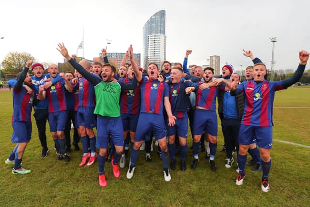 US Portsmouth celebrate after beating Flackwell Heath. Picture: Stuart Martin