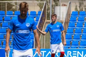 Pompey newcomer Zak Swanson in action against Qatar SC in Murcia, Spain, last week. Picture: Portsmouth FC
