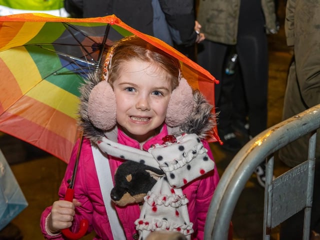 The crowds braved the wind and rain to watch the Christmas lights being switched on in Fareham highstreet on Saturday evening, while some of the entertainment was moved into the shopping centre.
Pictured - Dasiy, 7 from Luton
Photos by Alex Shute