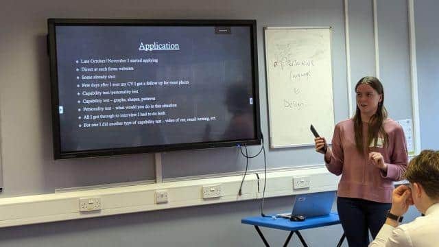 Alice Cottrell speaking about her experiences with the HSDC Careers Team and as an apprentice for KPMG.