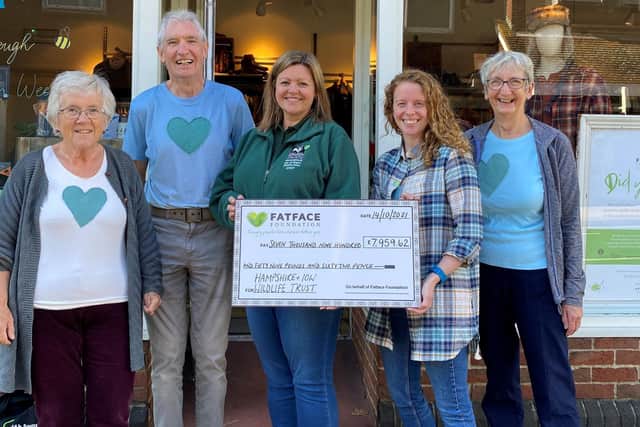 From left: Sue James and Dan Grove of Havant Climate Alliance, Michelle Duma of Hampshire and Isle of Wight Wildlife Trust, Jodie Higgins of FaceFace Foundation, and Margaret Lockyer of Havant Climate Alliance