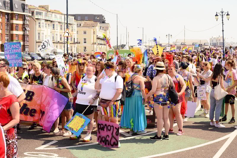 Pictured is: People preparing to march in the parade.

Picture: Keith Woodland