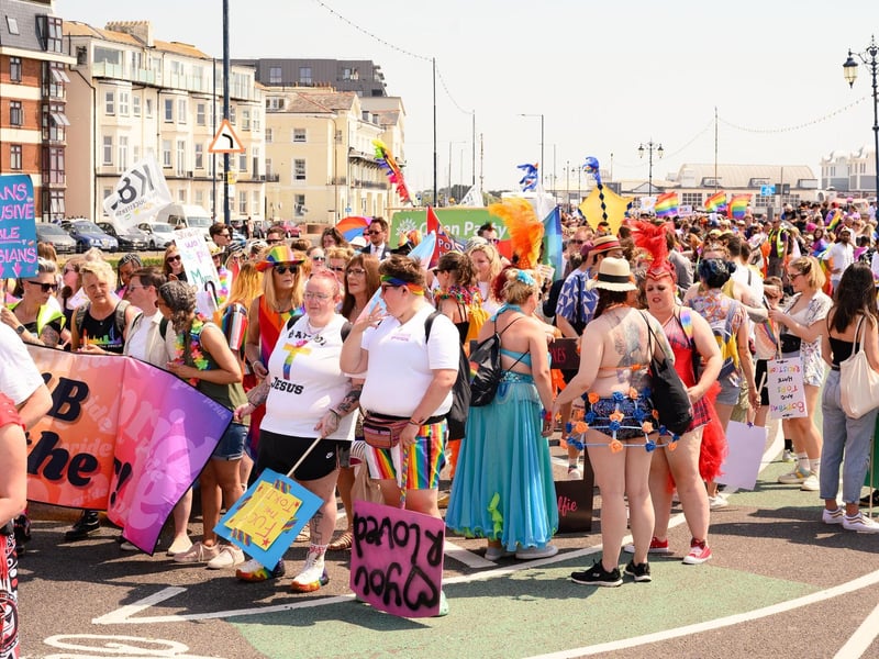 Pictured is: People preparing to march in the parade.
Picture: Keith Woodland