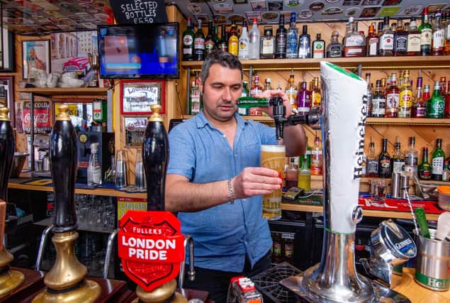Tom Yaman, pub landlord of Duke of Devonshire is finding it hard to recruit people for his pub.

Pictured: Tom Yaman at the Duke of Devonshire, Portsmouth on 7 May 2021

Picture: Habibur Rahman