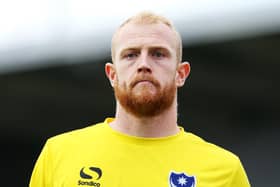 Former Pompey goalkeeper Aaron McCarey was sent off for lashing out at his Glentoran team-mate   picture: Joe Pepler