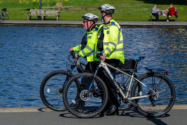 Police presence at Canoe Lake, Southsea, as the rule-of-six returned in March 2021. Picture: Habibur Rahman