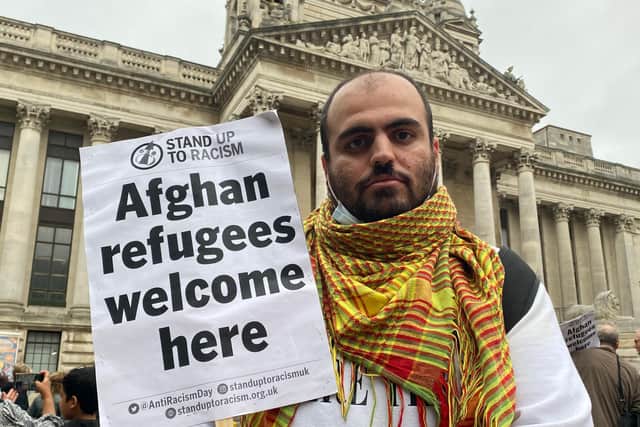 Kurdish refugee Bavil Ahmad, 25, of Portsmouth, whose family fled from Iraq to the UK in 2001, has demanded more action from the government to help Afghans trying to escape the Taliban in Kabul.
Photo: Tom Cotterill
