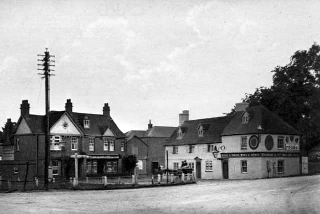 Horndean Square. The road to the right is the southbound A3 London Road and to the left to Rowlands Castle and Havant.
