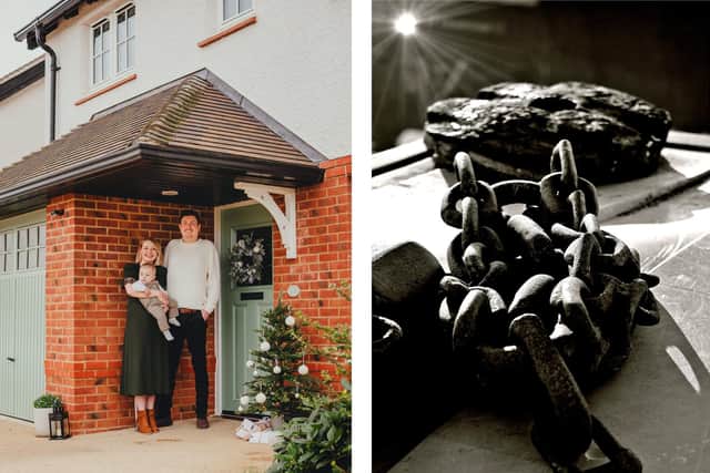 Andy Barwell from Portsmouth has limb girdle muscular dystrophy, and is one of 50 people with different muscle-wasting conditions who are featured in the Reflections in Colour exhibition reflecting on how the pictures make them feel. Pictured: Andy and his family, and right is Sun and Chains