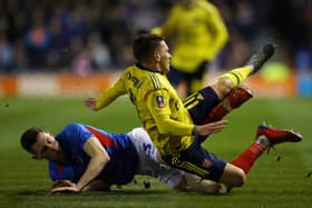 Arsenal's Lucas Torreira suffered a fractured ankle following James Bolton's challenge in Monday night's FA Cup encounter. Picture: Richard Heathcote/Getty Images