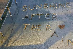 One of Graham Culton's stone messages across Portsmouth.