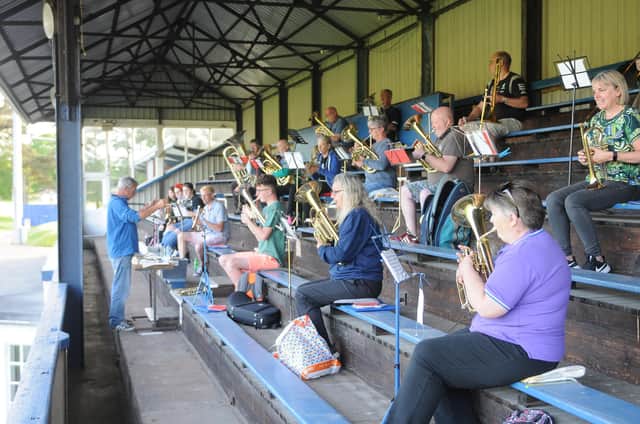 Selkirk Silver Band rehearse at Philiphaugh. Photo: Grant Kinghorn.