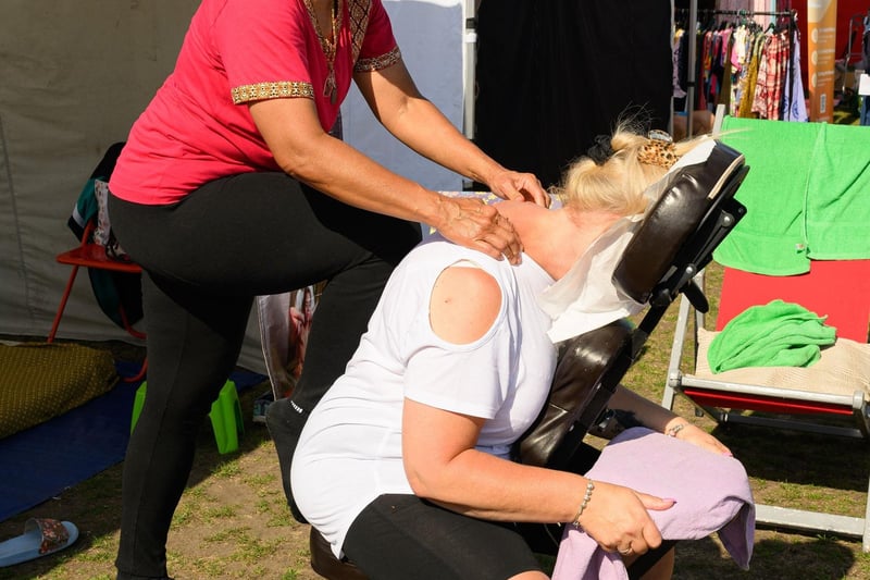 Pictured is: Sarah King from Portsmouth receives a Thai massage

Picture: Keith Woodland