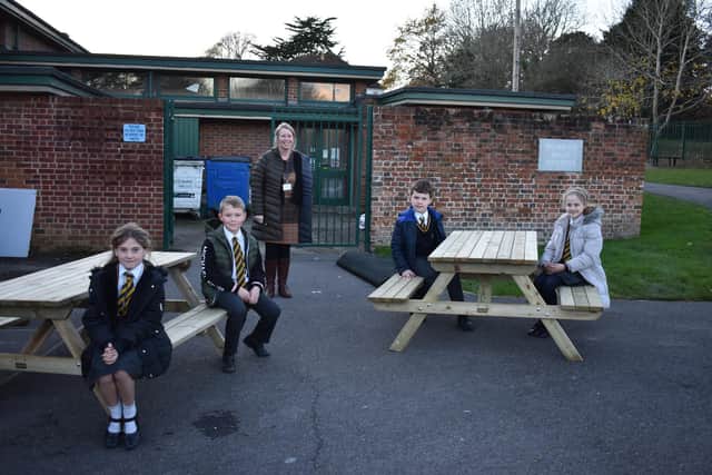 St Judes Catholic Primary School, in Bishopsfield Road, Fareham, which received new reading benches from PS Timber