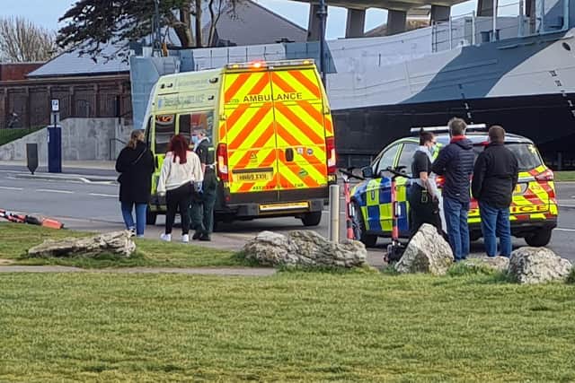 A Voi scooter rider crashes on Clarence Esplanade. Picture: Trevor Goodman