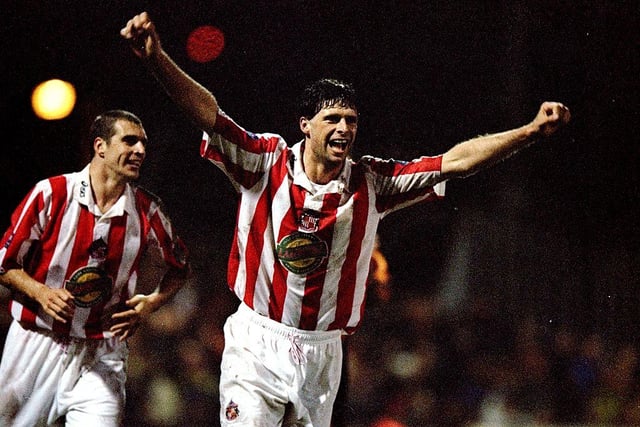 When is Niall Quinn celebrating this goal?