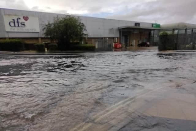 Flooding at the Wellington Retail Park. Picture: Paul Morgan