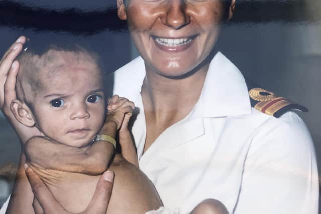 Lisa Randall, Surgeon Lieutenant on HMS Endurance helping out in a children’s hospital in Montevideo in Uruguay en route to Antarctica in 1994