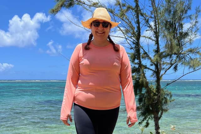 Becky still loves sunny holidays but follows steps to enjoy the sun safely.