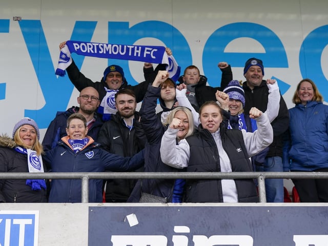 The trip to Whaddon Road was the travelling Pompey faithful's third away game in 12 days.