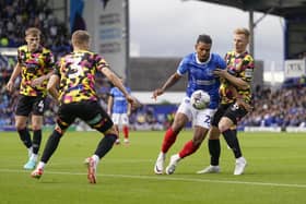 Tino Anjorin in action against Carlisle on Saturday. It represented his sixth Pompey appearance. Picture: Jason Brown/ProSportsImages