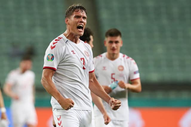Southampton defender Jannik Vestergaard celebrates Denmark's quarter-final win against Czech Republic.  Picture: Tolga Bozoglu - Pool/Getty Images