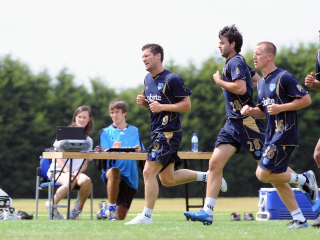 David Nugent and Marc Wilson on the first day of training in July 2010. Picture: Robin Jones