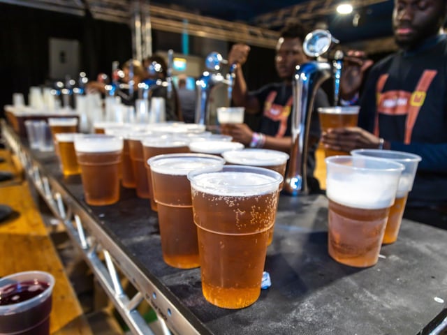 Backstage at the busy Oktoberfest. Picture: Mike Cooter (240922)