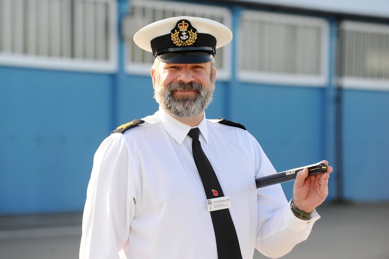 Pictured is: WO1 Glynn Moffat RN. 47, incoming State Ceremonial Training Officer, who has served in the Royal Navy for 27 years. Picture: Sarah Standing (031123-2605).