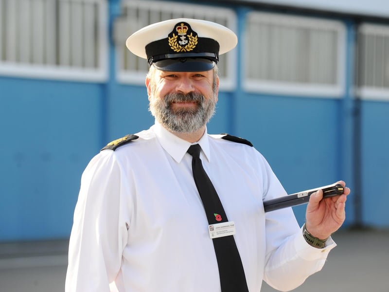 Pictured is: WO1 Glynn Moffat RN. 47, incoming State Ceremonial Training Officer, who has served in the Royal Navy for 27 years. Picture: Sarah Standing (031123-2605).