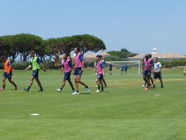 Paul Robinson, Gary Roberts, Christian Burgess and Conor Chaplin train in Portugal