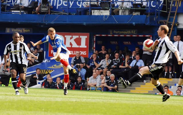 Gary O'Neil fires in a shot against Newcastle in April 2007. Picture: Steve Reid