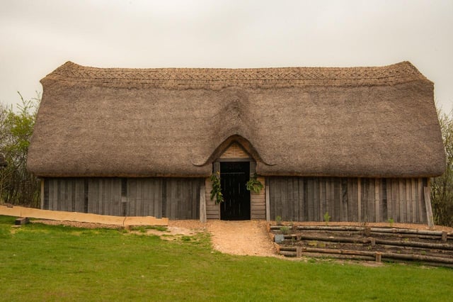 Reconstruction of a traditional Anglo-Saxon hall house at Butser Ancient Farm. Pic supplied