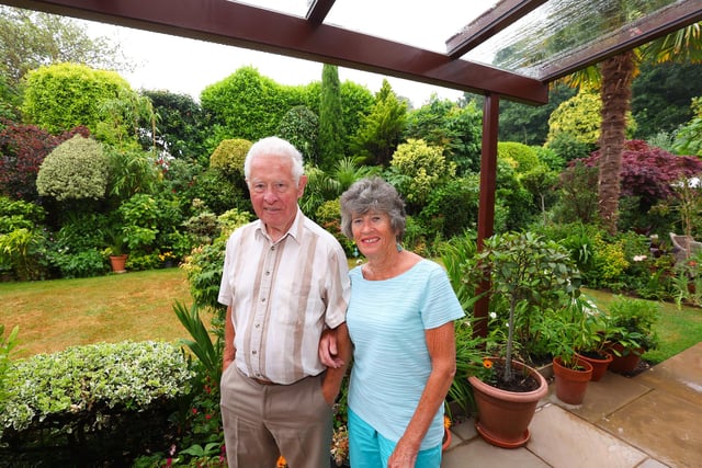 Jeff and Angela Roberts pictured in their garden.
Picture: Stuart Martin (220421-7042)