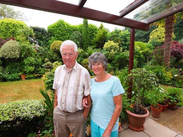 Jeff and Angela Roberts pictured in their garden.
Picture: Stuart Martin (220421-7042)