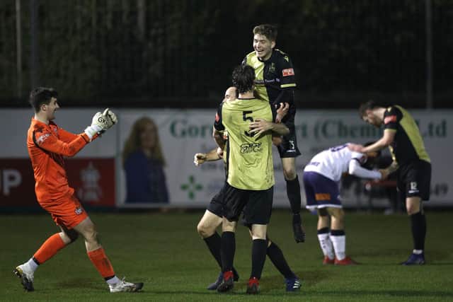 Marine are delighted at the final whistle. Picture: Jan Kruger/Getty Images