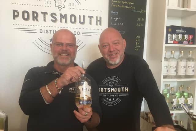 Portsmouth Distillery has been named among the finalists at the Great British Food Awards. They have entered four popular rums. Pictured from L to R is Vincent Noyce, 54, and Dich Oatley, 48, from Hayling Island. Picture: James Buckley.
