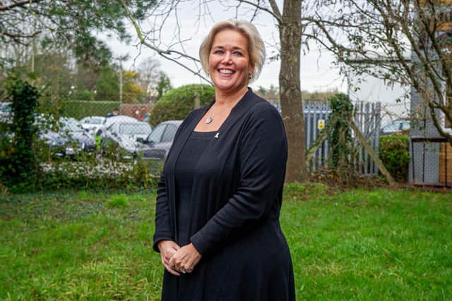 Pictured: Stop Domestic Abuse CEO Claire Lambon outside her office in Havant on 26 November 2020
Picture: Habibur Rahman