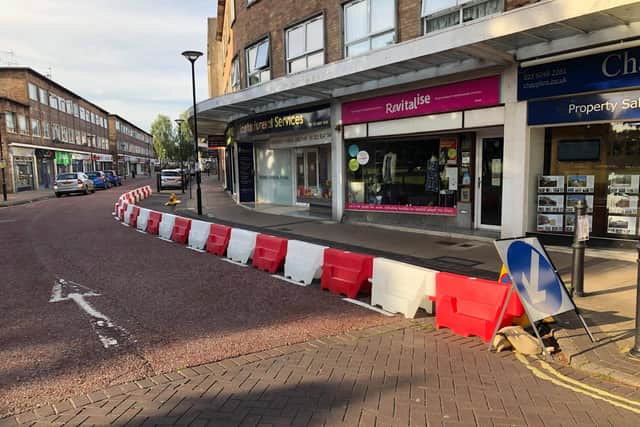 The barricades in Market Parade, Havant. Picture: Mike Wooldridge