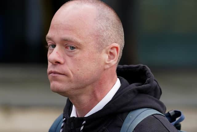 Edwin Hirst, 39, from Fareham, arriving at Worthing Magistrates' Court where he has been charged with with false imprisonment and battery of a 15-year-old boy from Worthing during an incident at a Superdrug store in East Street, Chichester on March 22, 2023. Pic: Gareth Fuller/PA Wire