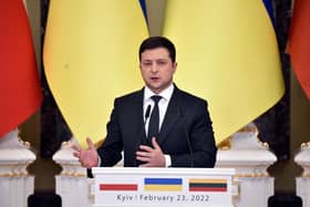 Ukrainian President Volodymyr Zelensky. Photo by SERGEI SUPINSKY/AFP via Getty Images