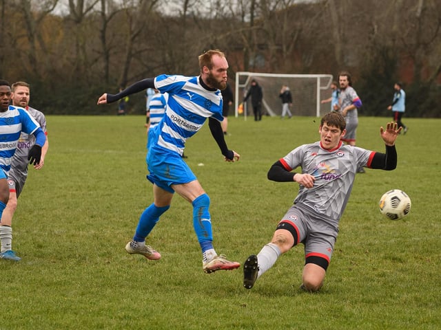 Gosham Rangers (grey) v AC Copnor. Picture: Keith Woodland