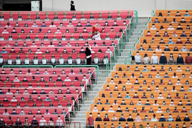 CUTOUTS: A virtual crowd of placards at a baseball game in South Korea. Picture: Getty