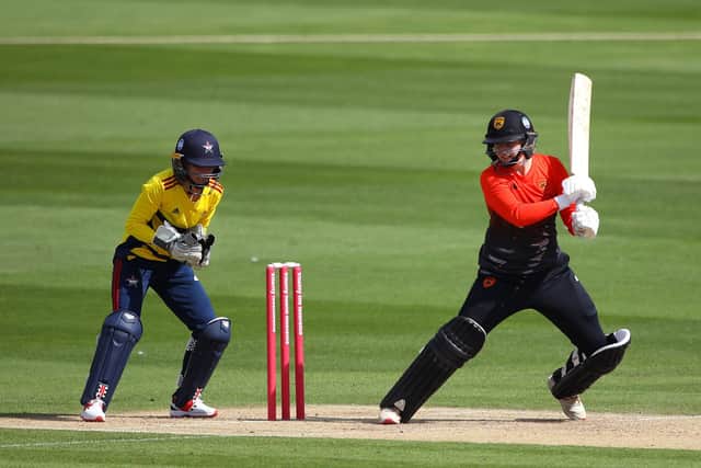 Charlie Dean in batting action for Southern Vipers. Photo by Charlie Crowhurst/Getty Images.