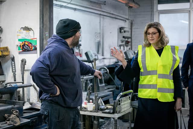 Pictured:  MP Penny Mordaunt touring the Excell Metal workshop. Picture: Habibur Rahman