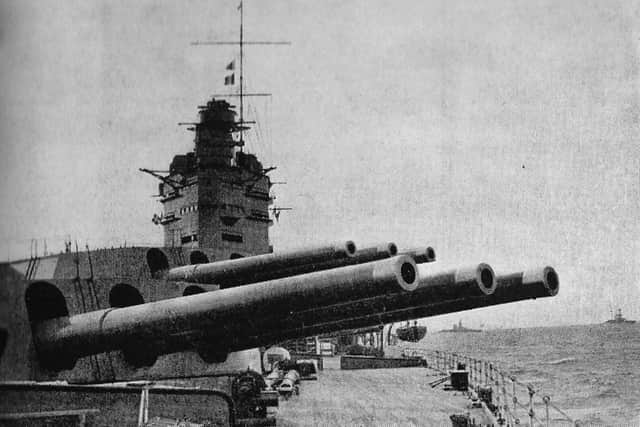 The days of naval might - the 16in guns of HMS Nelson.