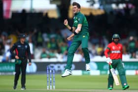Shaheen Afridi celebrates a World Cup wicket in 2019 for Pakistan against Bangladesh at Lord's. Pic: Getty Images.